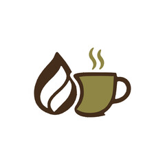 A warm and inviting coffee logo featuring a steaming coffee cup or coffee bean icon with elegant typography. Perfect for coffee shops, cafes, roasters, and coffee product brands. The design conveys co