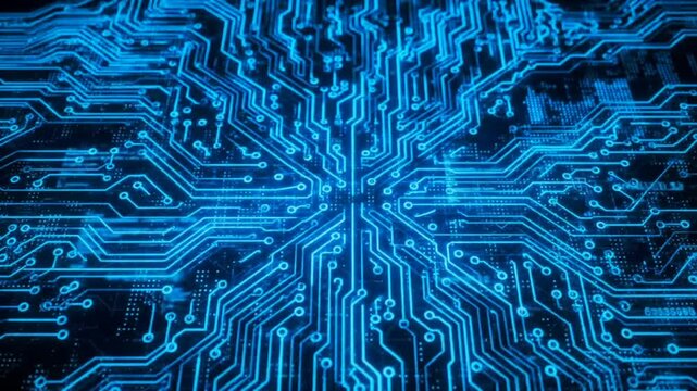 Futuristic blue digital code flow animation