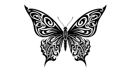 vector art line of butterfly sketch tribal shape pattern