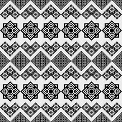 Black and White Tribal Geometric Pattern Seamless Background