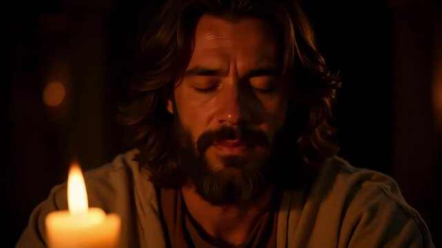 Close up portrait of a bearded man reminiscent of biblical times historical figure ancient Israel Jewish heritage old testament