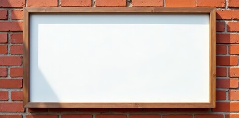 Clean, empty signboard against brick school wall Perfect for educational notices , poster, hallway