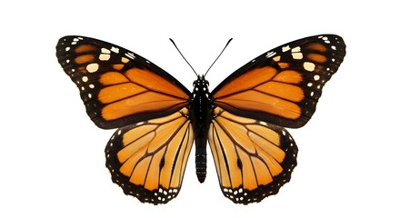 Fototapeta premium butterfly orange wings on white background detailed 