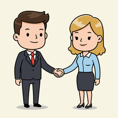 Cartoon professionals with strict posture.