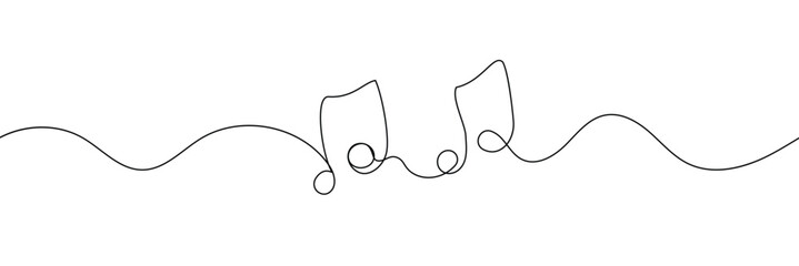 One line music key symbol. Continuous line art drawing classical cultural melody sound silhouette. Hand drawing doodle element vector illustration 