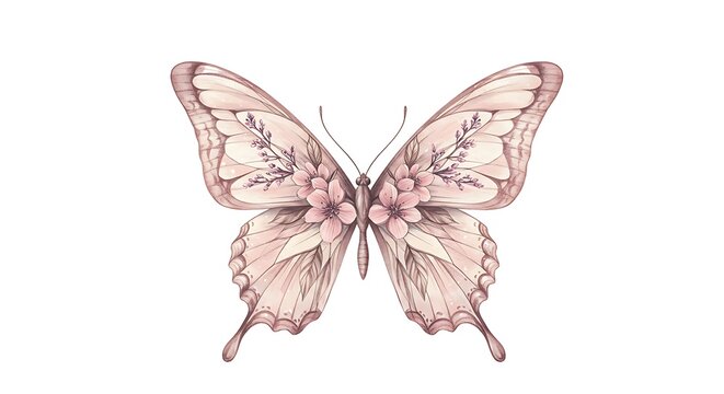 vector art line of butterfly sketch floral pattern wings