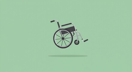 Digital illustration of a wheelchair against a simple light green backdrop