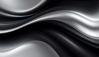 Elegant silver and black abstract curves create a smooth, flowing, and visually striking design.