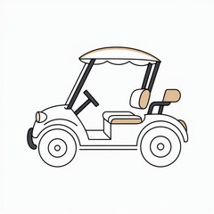 Fototapeta premium Colored Golf Cart Illustration with Tan Seats and Black Accents on White
