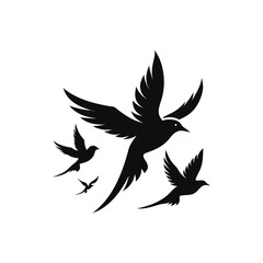  Swallows in Flight Silhouette