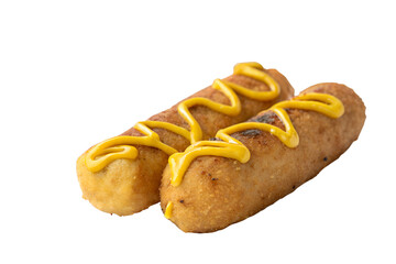 Mustard Corn Dogs Isolated on Transparent Background