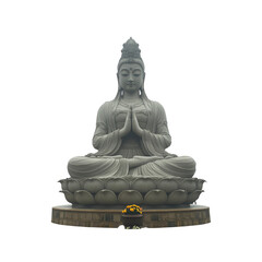 Serene Guan Yin Bodhisattva Statue in Lotus Position