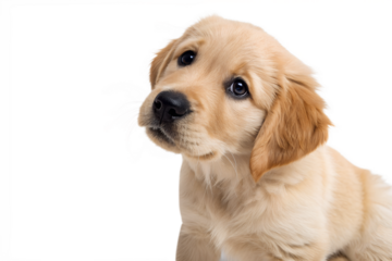 Cute Golden Retriever Puppy Isolated on Transparent Background