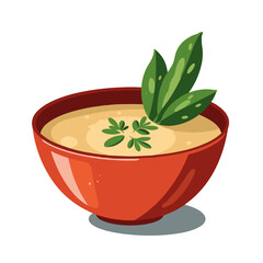 Vibrant soup bowl with fresh herbs, evoking warmth and creativity