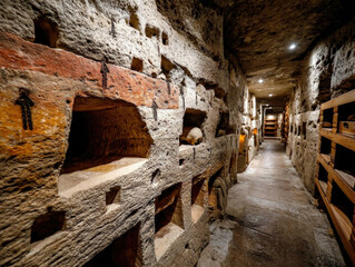 A hauntingly beautiful image of the catacombs in Rome