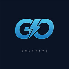 Obraz premium GO Monogram Logo – Bold Modern Letter mark for Creative Branding, Tech & Energy Identity