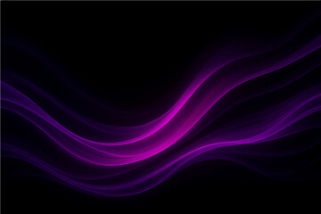 Abstract bright purple pink abstract elegant waves on the black background.