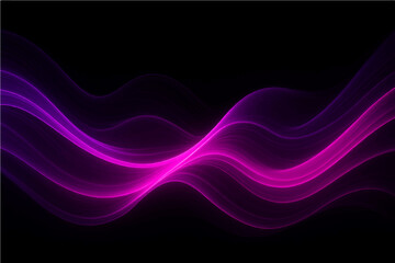 Abstract bright purple pink abstract elegant waves on the black background.