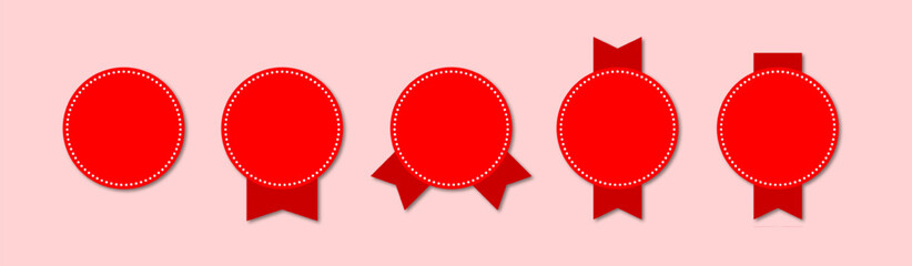 Red Labels, badges with Ribbons, Guarantee, Best Product, Genuine, Premium Quality