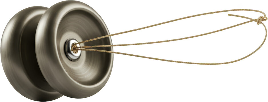 Sleek Metal Yo yo with Beige String Close up Studio Shot