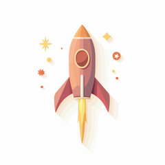 Red Pixel Art Rocket Launching Towards Space