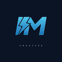 IM Thunderbolt Monogram &ndash; Futuristic Electric Logo with Bold Blue Energy Strike