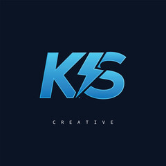 KS Thunderbolt Monogram – Futuristic Electric Logo with Bold Blue Energy Strike
