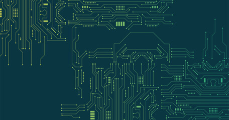 Seamless circuit board pattern. Abstract futuristic circuit board technology background. Circuit board with various technology elements.