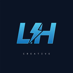 LH Thunderbolt Monogram – Futuristic Electric Logo with Bold Blue Energy Strike