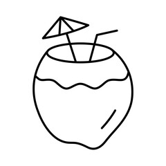 Coconut Fruits Editable Stroke Icons. Healthy Eating, Vegan Food, Diet, Weight Loss, Vegetarian Food Themes Vector Illustration