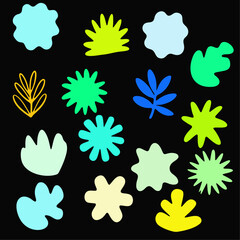 a bunch of different colored flowers on a black background