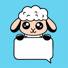 a sheep with a speech bubble in its mouth