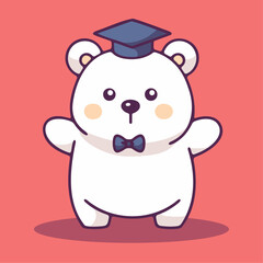 Fototapeta premium a white bear with a graduation cap on its head