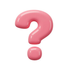 3d rendered question mark illustration in soft pink color, isolated on a pristine white background with realistic highlights and shadows.