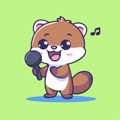 a cartoon animal holding a microphone and singing