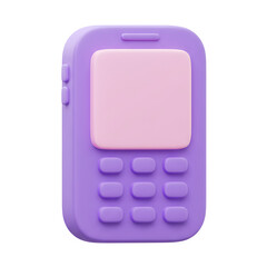 A 3d render of a cute retro cellphone in a pastel purple and pink color scheme perfect for graphic designs.