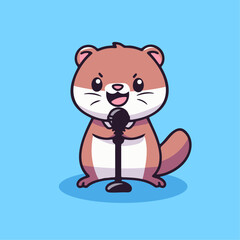 a cartoon hamster holding a microphone and singing