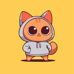 a cartoon cat wearing a hoodie and standing