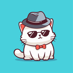 a cat wearing a hat and sunglasses