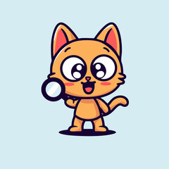 a cartoon cat holding a magnifying glass