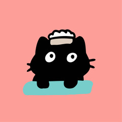 a black cat with a hat on its head