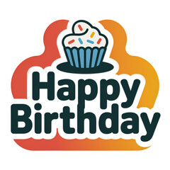 happy birthday card with cupcake