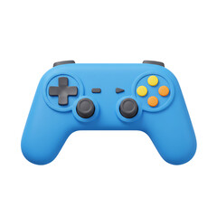 Bright blue 3d rendered gamepad controller isolated on a white background representing gaming and entertainment