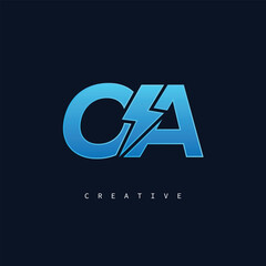 OA Thunderbolt Monogram &ndash; Futuristic Electric Logo with Bold Blue Energy Strike