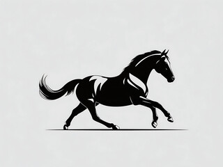 Minimalist Black Horse Silhouette - Elegant Vector Illustration of Galloping or Rearing Stallion in Dynamic Pose.