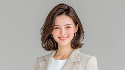 Obraz premium Confident Asian Businesswoman Portrait Professional Headshot Corporate Smile Neutral