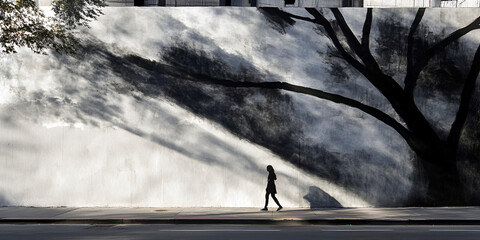 Street Mural Highlighting Shadows and Light Contrast