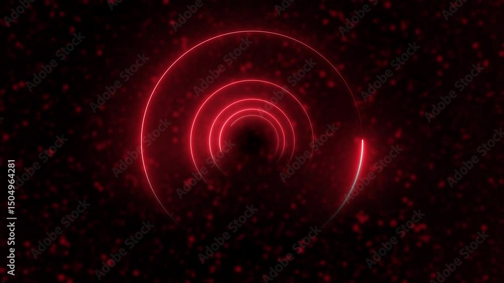 Poster abstract neon round tunnel background with animation of flight in abstract futuristic tunnel with ne