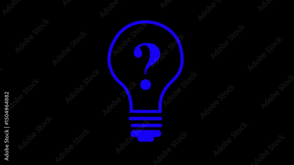 Poster abstract question mark with bulb animation.
