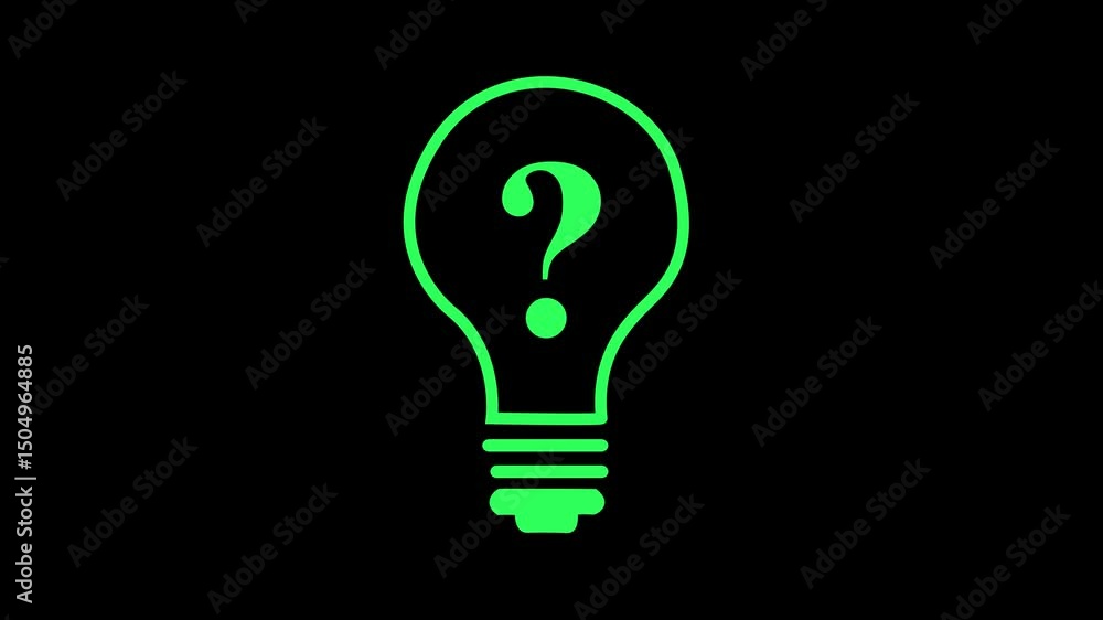 Poster abstract question mark with bulb animation.
